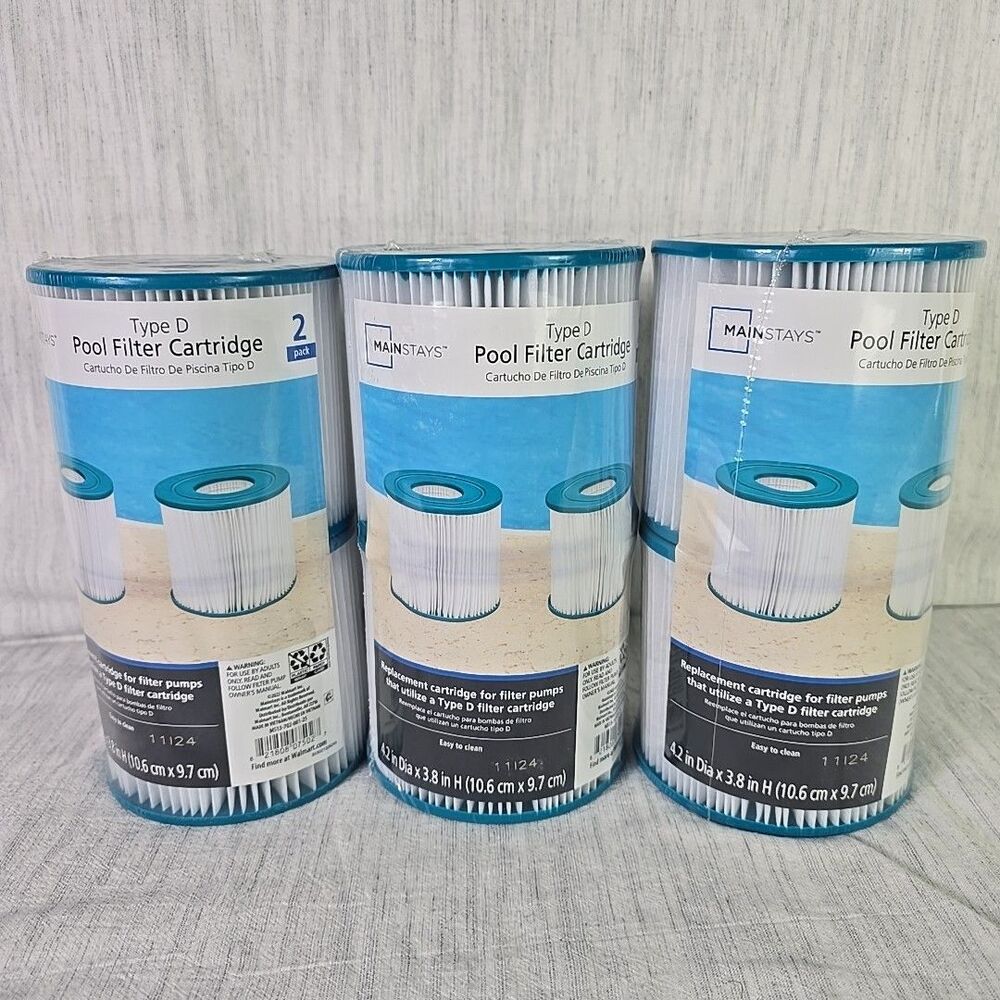 New 6 Pack Mainstays Type D Swimming Pool Pump Filter Cartridge Universal